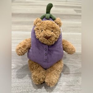 Retired Jellycat Eggplant Bartholomew Bear with Tags NWT